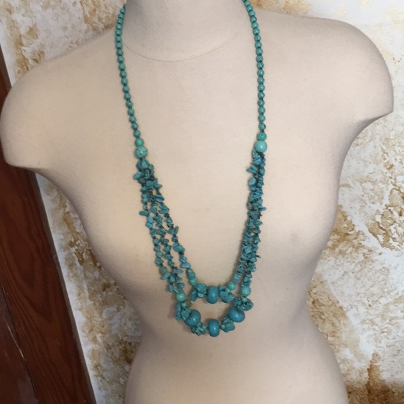 Traded—Wanda NWOT Large Chunk Turquoise Necklace! EXC!! - Picture 2 of 2